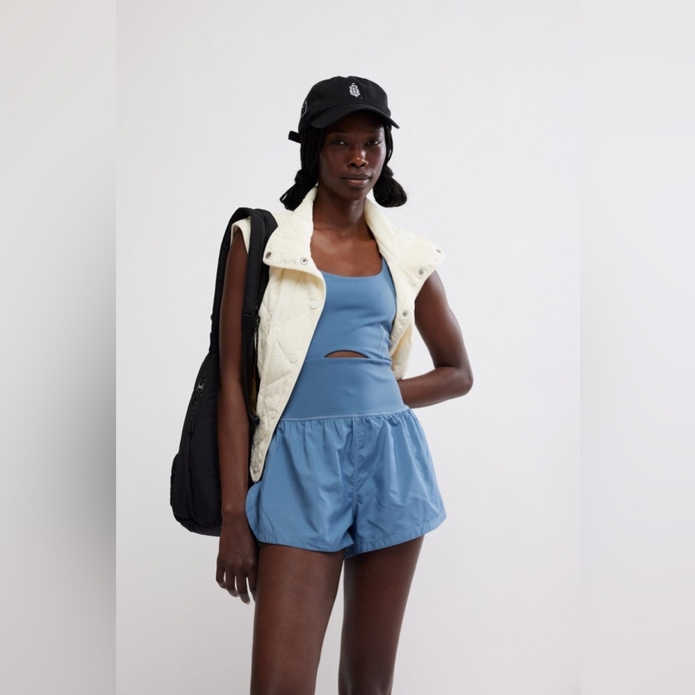 FP Movement by Free People Righteous Runsie Performance Romper Skyline Blue L - Picture 2 of 10